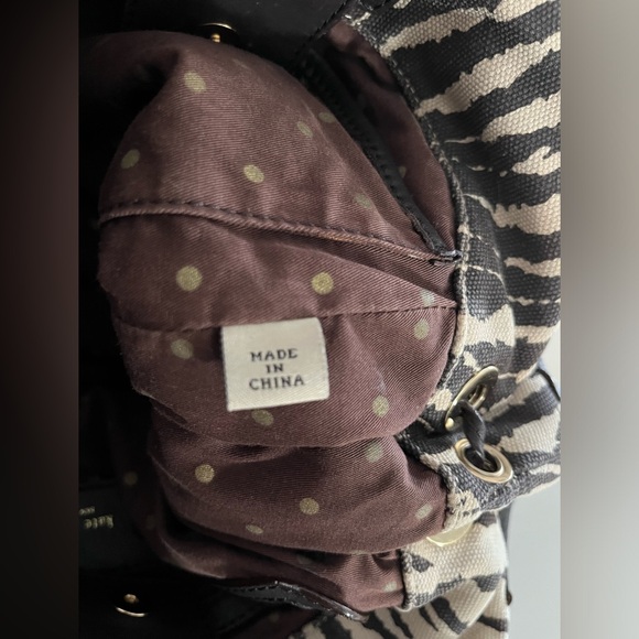 Kate Spade Zebra Print Canvas Handbag with Brown Leather Accents - Picture 10 of 16